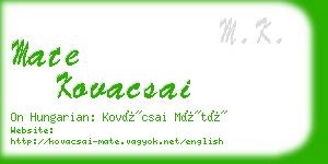 mate kovacsai business card